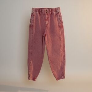Tommy Jeans Pink Acid Wash Denim Joggers High Rise Elastic Waist Size 6